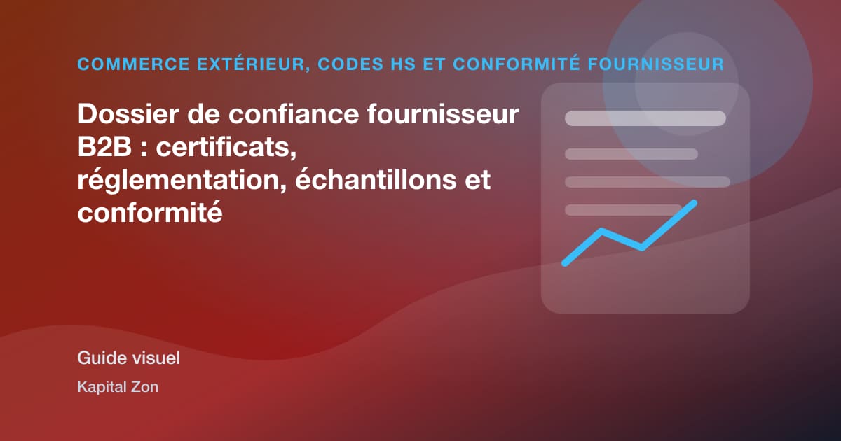 Dossier de confiance fournisseur B2B : certificats, réglementation, échantillons et conformité