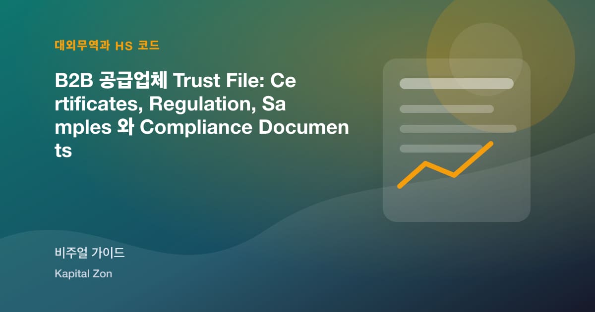 B2B 공급업체 Trust File: Certificates, Regulation, Samples 와 Compliance Documents
