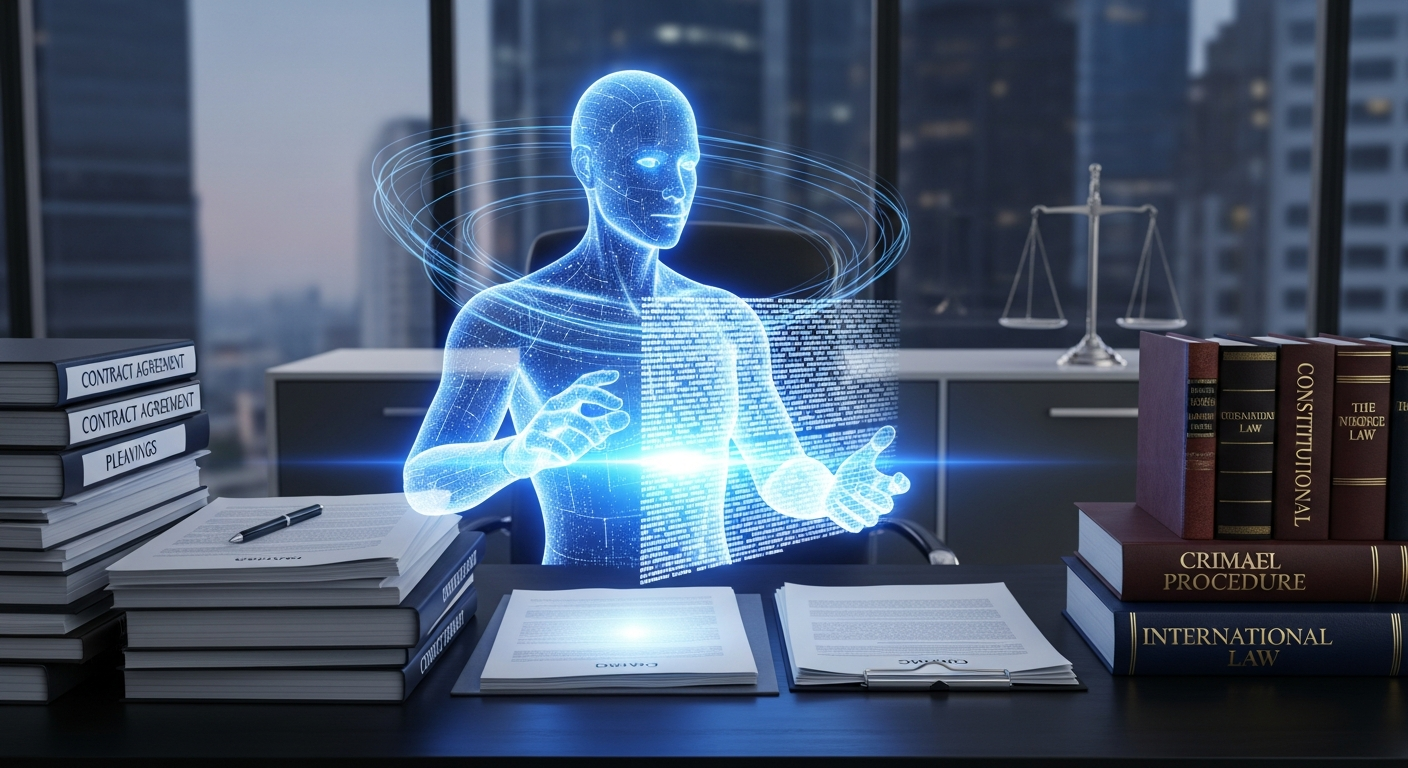 Hukuk kitapları ve belgeler üzerinde holografik yapay zeka asistanı mevzuat analizi yapıyor